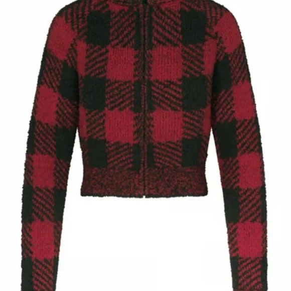 Skims Cozy Zip Up in Brick Buffalo Check, size L/XL, NWT - Picture 2 of 4